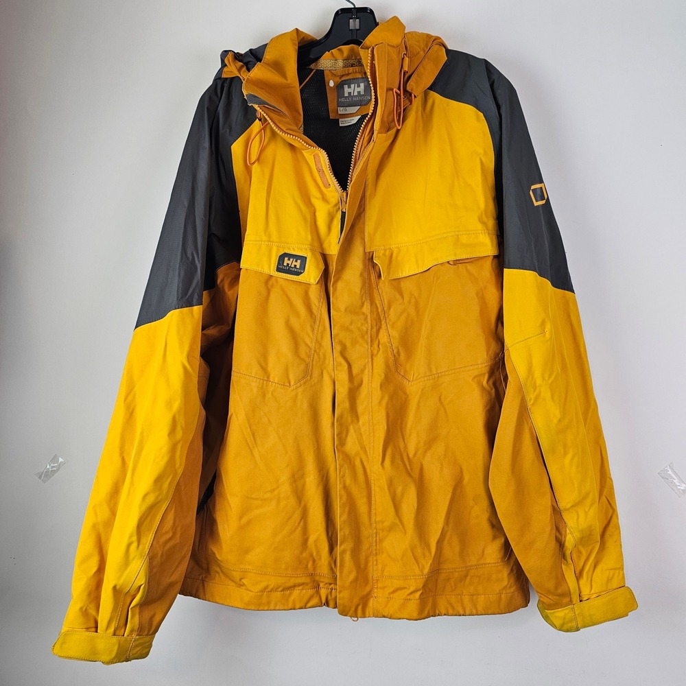 Helly Hansen Helly Tech Mens Yellow Charcoal Waterproof Hooded Jacket Large